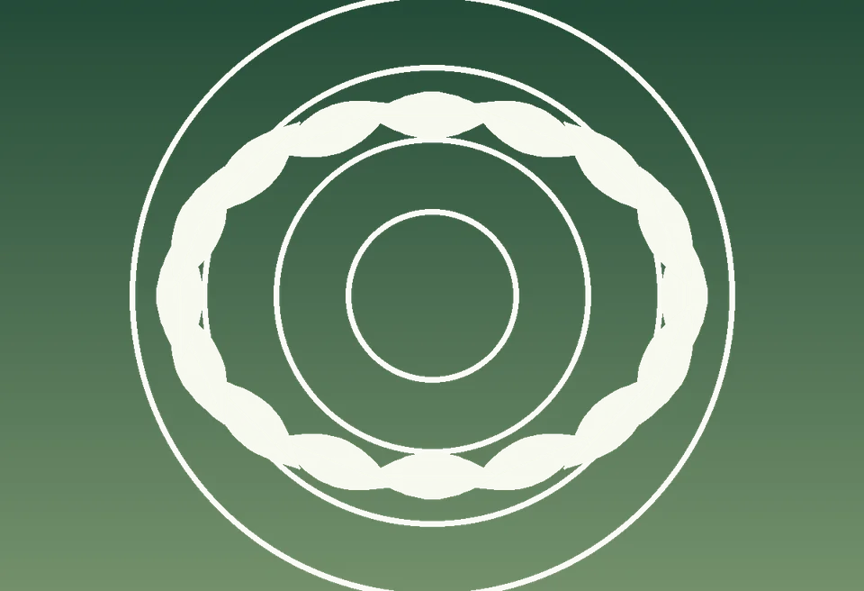 Abstract botanical rings and leaves representing balanced comparison